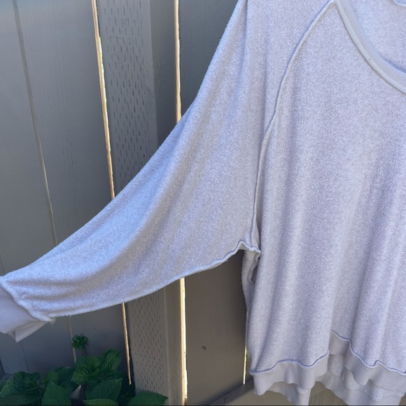 Free People Pullover Cream Terry Oversized Sweater - Picture 2 of 6